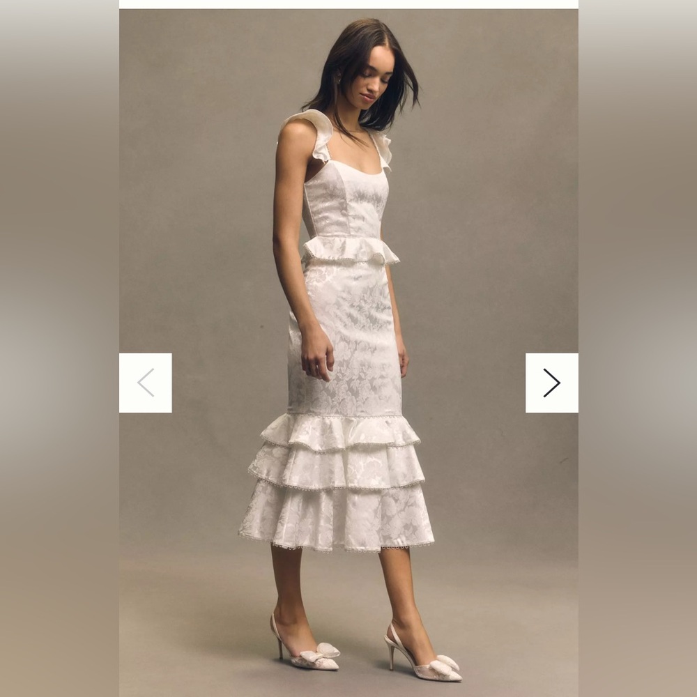 V. Chapman Violet Corset Ruffled Tiered Hem Midi Dress size 4